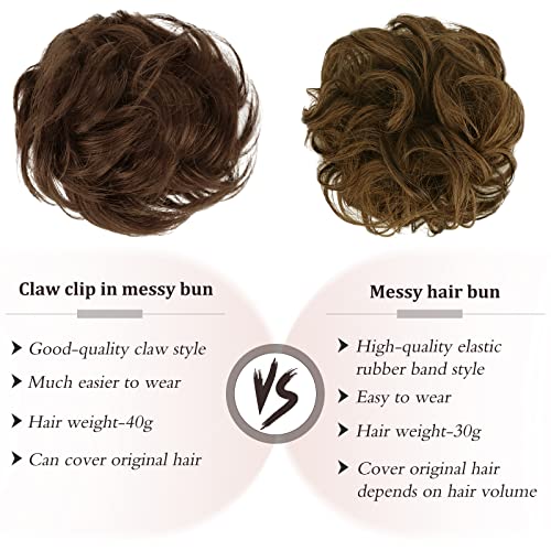 Claw Clip Messy Bun Hair Piece Real Women Hair Buns Wavy Curly Hair Bun Extensions Hairpieces with Clip for Women