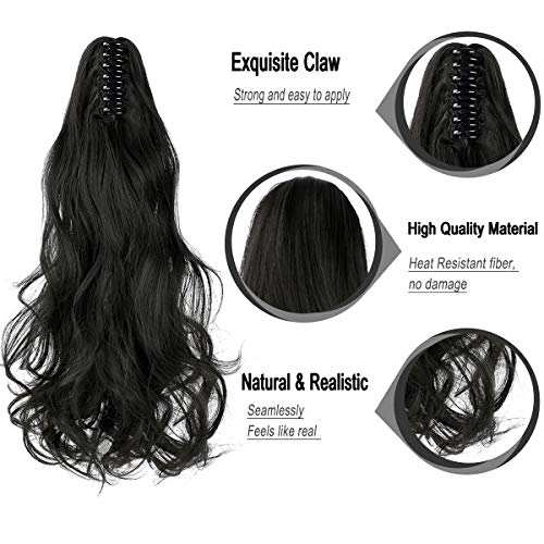 Ponytail Extension Clip Curly Wavy Pony Tails Clip-on Long Hairpiece Jaw for Women